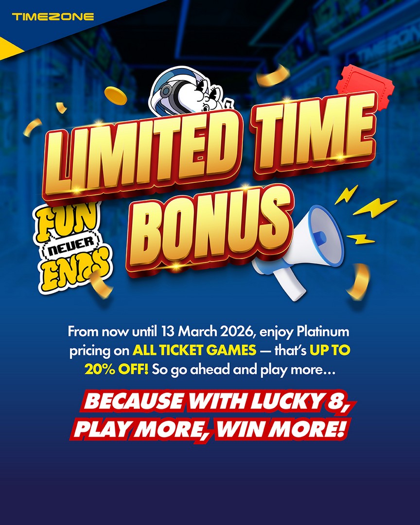 Timezone-Singapore-Lucky-8-–-Play-More-Win-More-Promotion-5 2-29 March 2026: Timezone Singapore: Lucky 8 – Play More, Win More Promotion: Weekly Draws and Shopping Vouchers