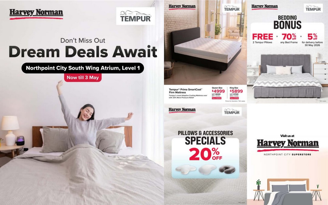Harvey-Norman-Tempur-Mattress-Fair-Promotion 27 April–30 May 2026: Harvey Norman Tempur Mattress Fair Promotion: Up to 70% Off Luxury Sleep Deals at Northpoint City Singapore