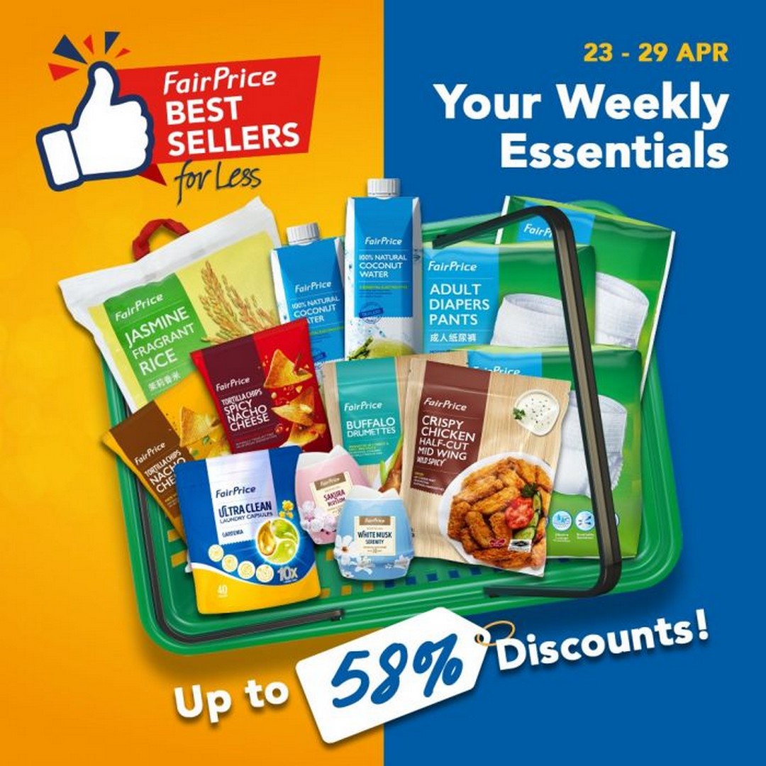 NTUC-FairPrice-Weekly-Essentials-Promotion 23–29 April 2026: NTUC FairPrice Weekly Essentials Promotion: Up to 58% OFF Housebrand Grocery Deals in Singapore