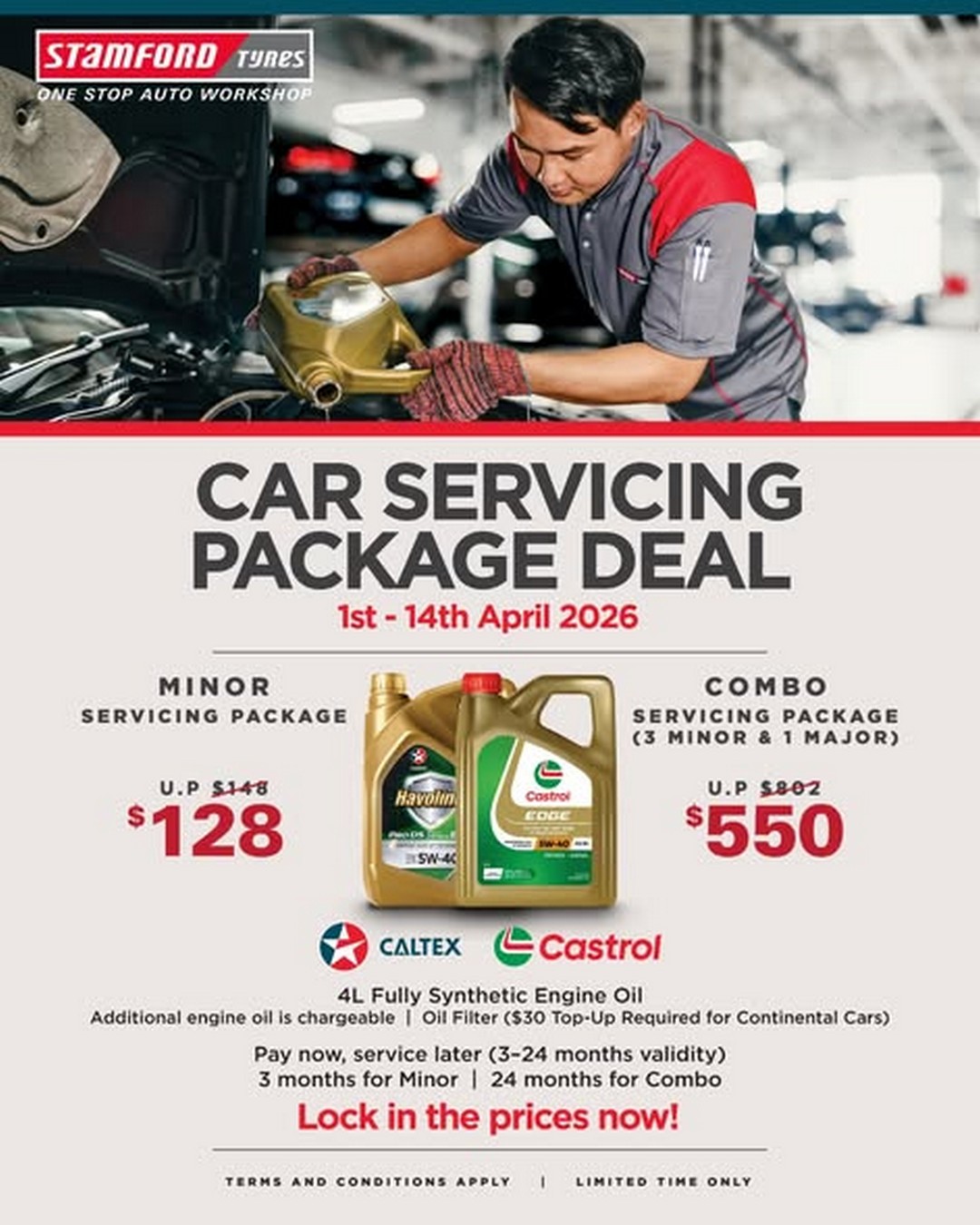 Stamford-Tyres-Singapore-Servicing-Promotion 1–14 April 2026: Stamford Tyres Singapore Servicing Promotion – Save Big on Minor & Combo Car Servicing Packages with Flexible Use Periods