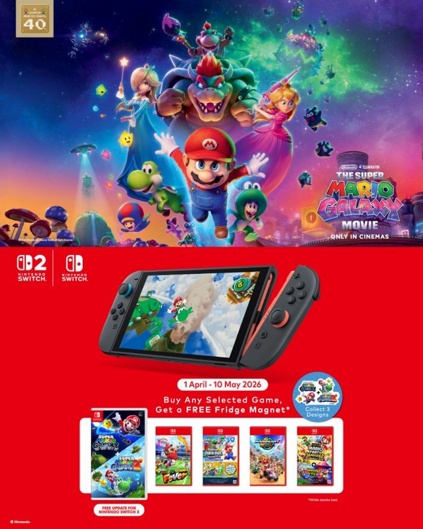 Toys-R-Us-Singapore-Promotion-–-Free-Super-Mario 1 April-10 May 2026: Toys R Us Singapore Promotion – Free Super Mario Fridge Magnet with The Super Mario Galaxy Movie Nintendo Switch Game Deals