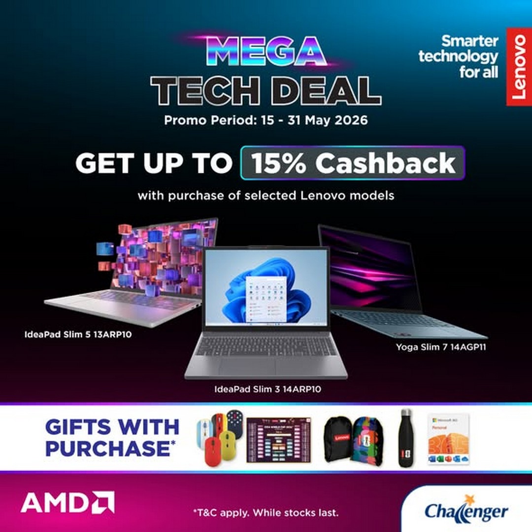Challenger-Singapore-Mega-Tech-Deal-Lenovo-Cashback-Gift-with-Purchas 15–31 May 2026: Challenger Singapore Mega Tech Deal, Lenovo Cashback & Gift with Purchase Promotion for Laptops