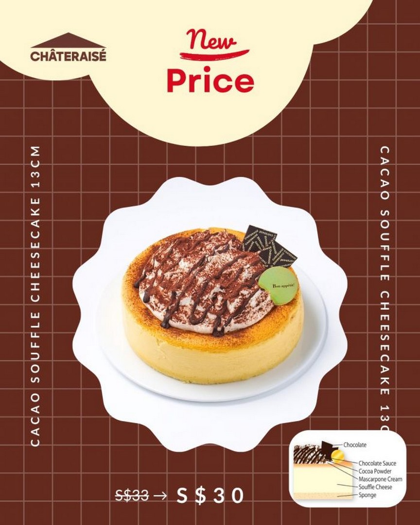 Chateraise-Singapore-Cacao-Souffle-Cheesecake-Promotion 18 May 2026 onwards: Chateraise Singapore Cacao Souffle Cheesecake Promotion – Enjoy New Lower Price at Just S$30 for Premium Japanese Dessert Treat