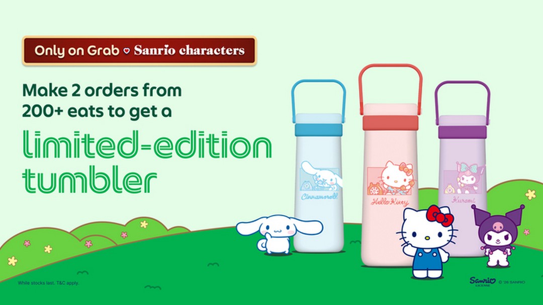 Grab-Singapore-Sanrio-Limited-Edition-Tumbler-Redemption-Campaign 20-31 May 2026: Grab Singapore Sanrio Limited-Edition Tumbler Redemption Campaign: GrabFood & GrabMart Collectible Promotion Featuring Hello Kitty, Kuromi and Cinnamoroll