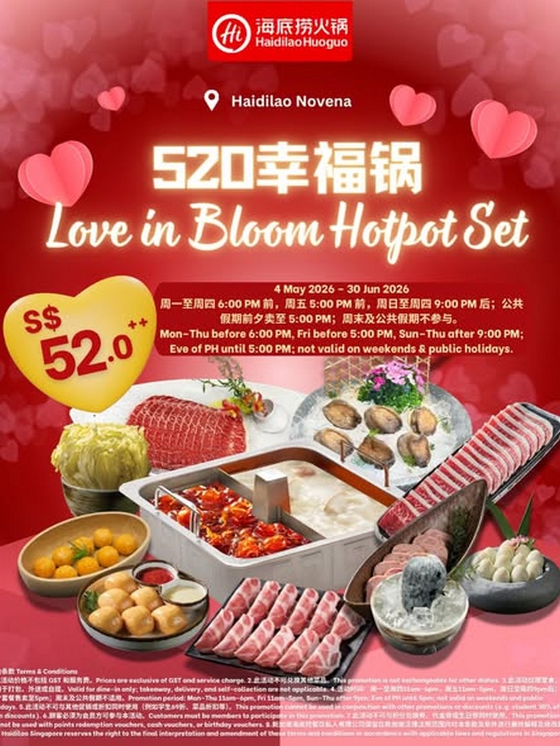 Haidilao-Singapore-Novena-Hotpot-Promotion-3 4 May–30 June 2026: Haidilao Singapore Novena Hotpot Promotion: Love in Bloom Set and Premium Solo Hotpot Dining Deal