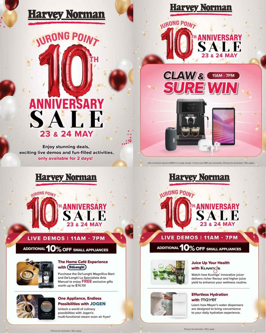 Harvey-Norman-Jurong-Point-Anniversary-Sale 23-24 May 2026: Harvey Norman Jurong Point Anniversary Sale – Extra 10% Off Small Appliances + Sure Win Prizes in Singapore