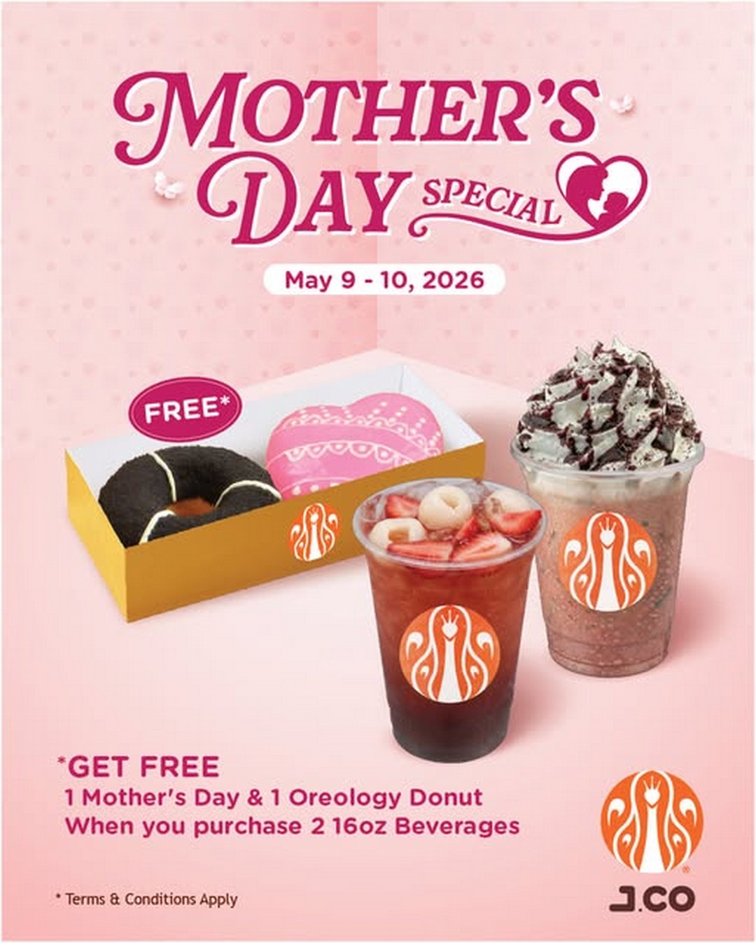 J.CO-Donuts-Coffee-Singapore-Mothers-Day-Promotion 9–10 May 2026: J.CO Donuts & Coffee Singapore Mother’s Day Promotion: Buy 2 Drinks Get Free Donuts Deal at Paya Lebar Square Retail