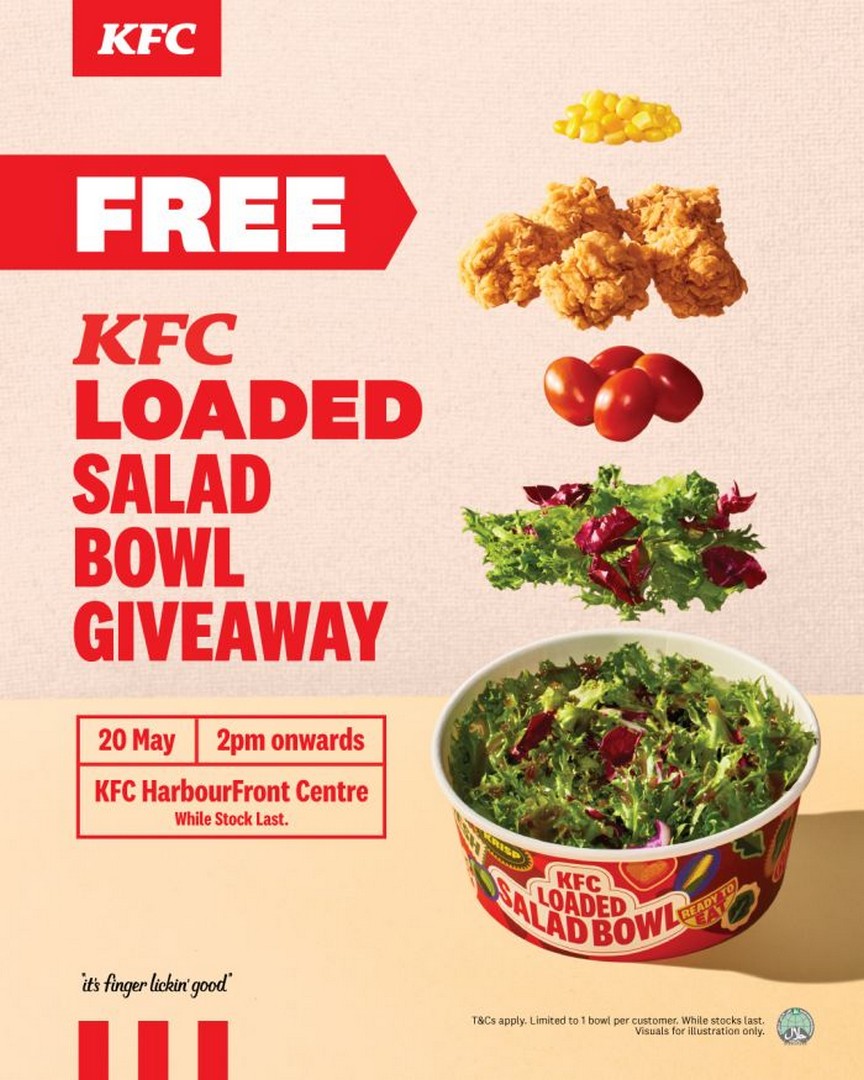 KFC-HarbourFront-Centre-Free-Loaded-Salad-Bowl-Giveaway-Promotion 20 May 2026: KFC HarbourFront Centre Free Loaded Salad Bowl Giveaway Promotion – First 150 Customers Limited Time Food Giveaway in Singapore