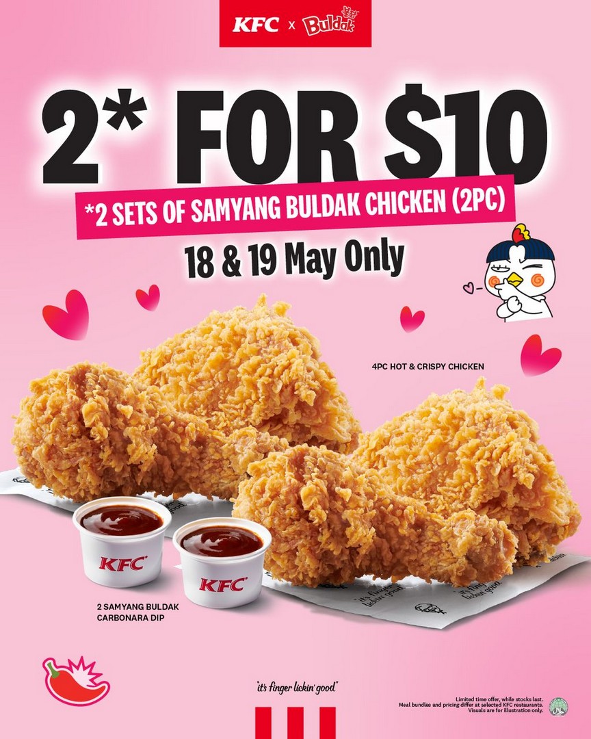 KFC-Singapore-x-Samyang-Buldak-Carbonara-Chicken-Promotion 18–19 May 2026: KFC Singapore x Samyang Buldak Carbonara Chicken Promotion, 2 for $10 Fiery Limited-Time Deal
