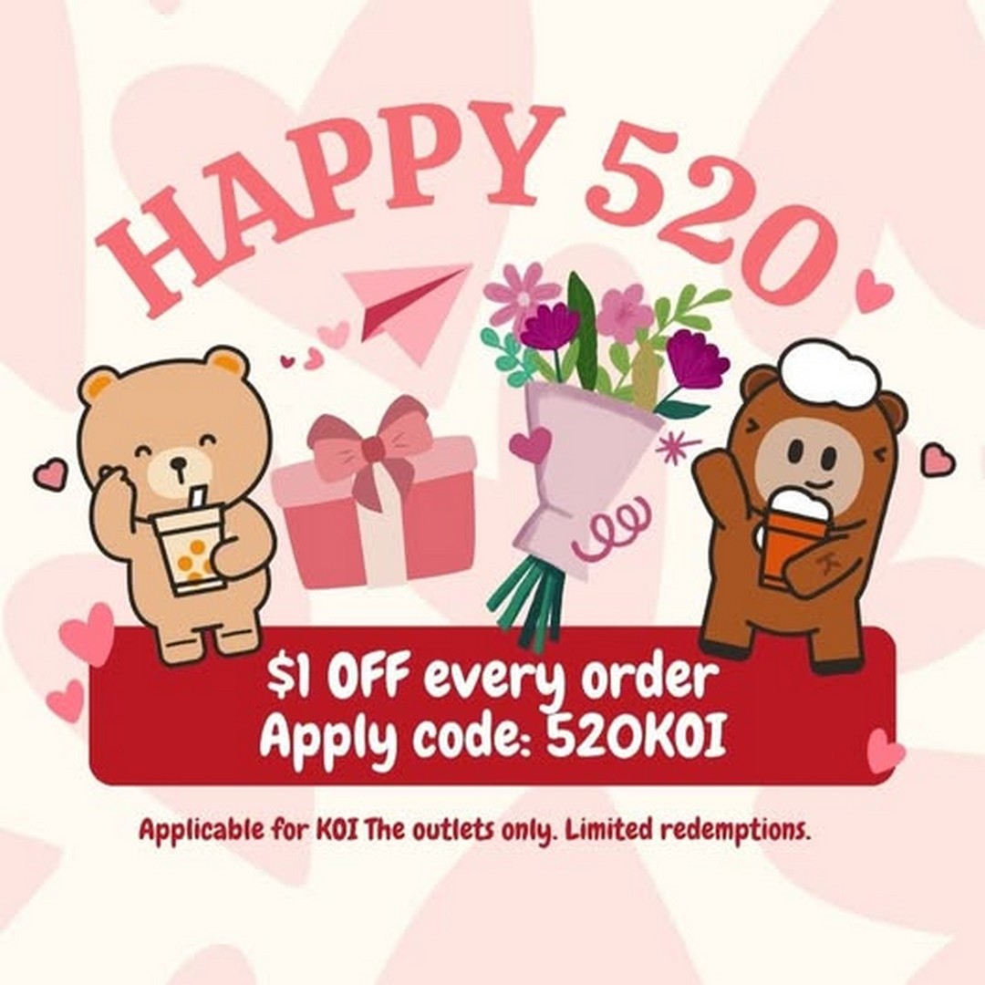 KOI-The-Singapore-520-Promo-Code-Promotion 20 May 2026: KOI Thé Singapore 520 Promo Code Promotion – Enjoy $1 Off Mobile App Orders with Exclusive 520KOI Deal