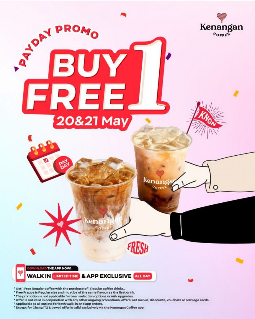 Kenangan-Coffee-Buy-1-Free-1-Payday-Promotion-in-Singapore 20-21 May 2026: Kenangan Coffee Buy 1 Free 1 Payday Promotion in Singapore, Limited-Time Coffee Deal Across All Outlets