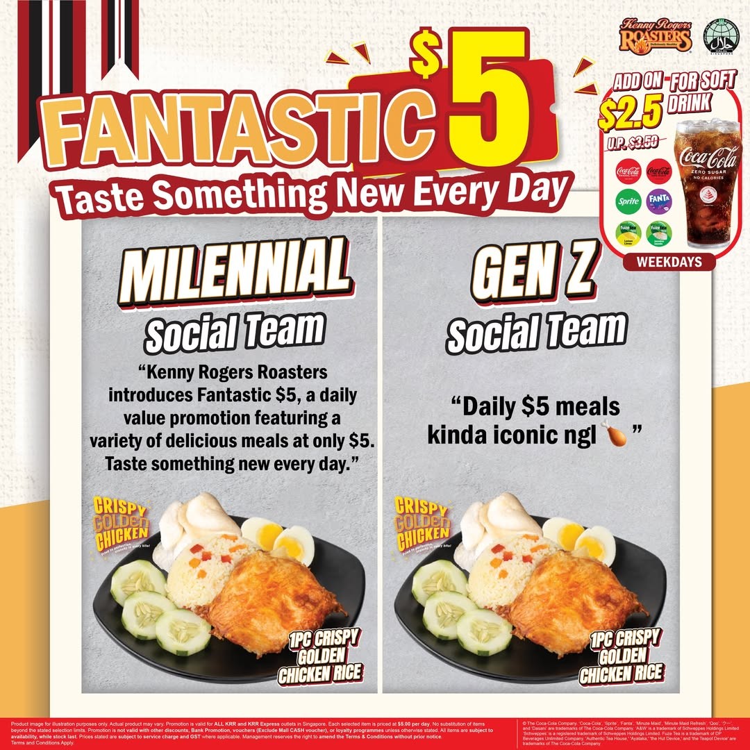 Kenny-Rogers-Roasters-Fantastic-5-Selected-Dish-Promotion 1 May 2026 onwards: Kenny Rogers Roasters, Fantastic $5 Selected Dish Promotion in Singapore – Affordable Weekday Comfort Meal Deal Across Multiple Outlets
