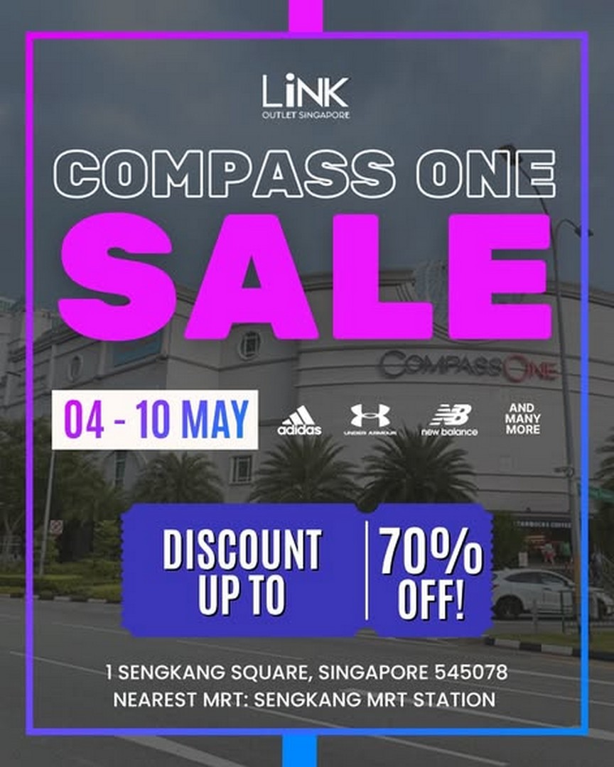 LINK-outlet-store-Sale-at-Compass-One 4–10 May 2026: LINK outlet store Sale at Compass One: Up to 70% OFF Adidas, Under Armour, New Balance Clearance Deals in Sengkang Singapore
