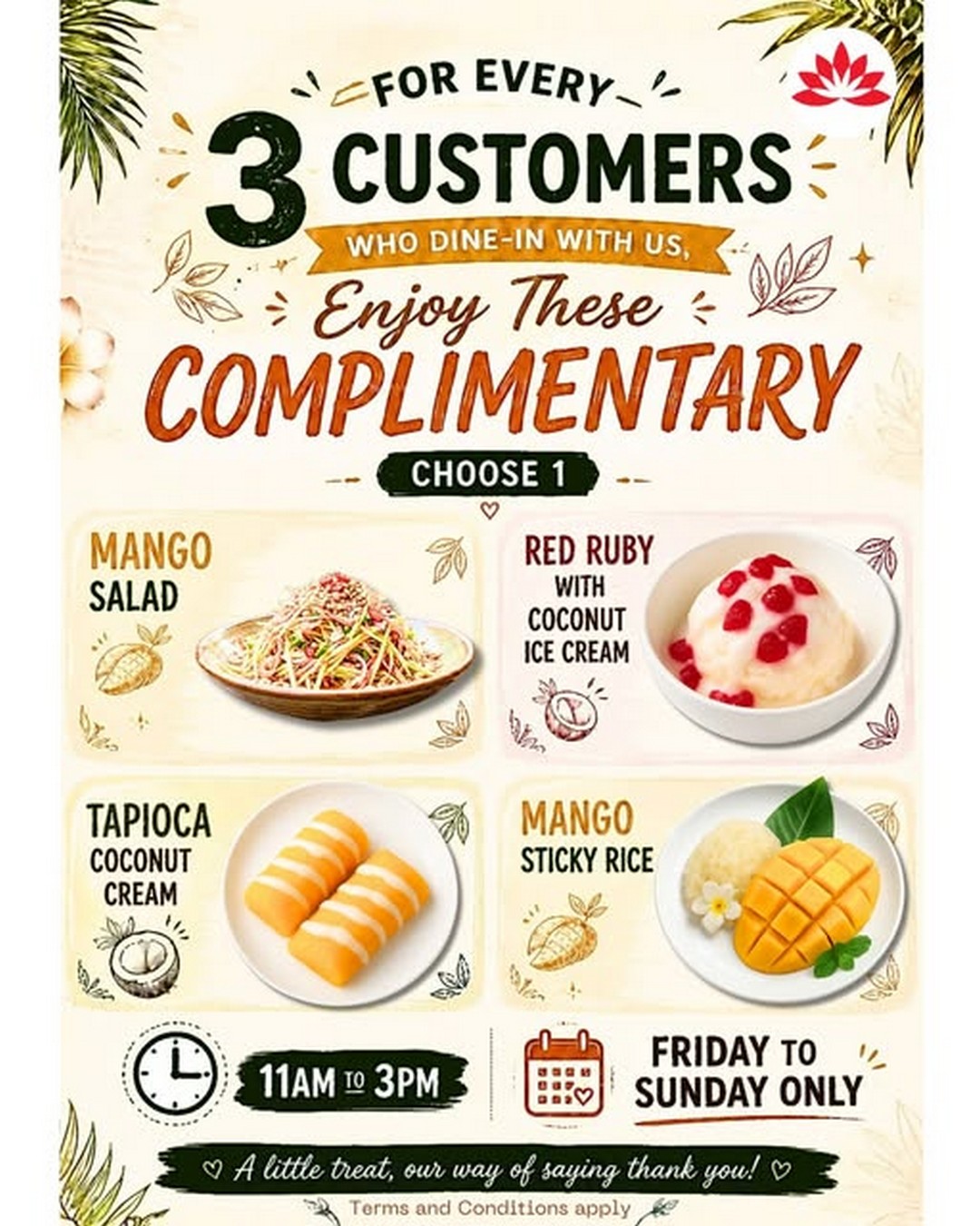 Lotus-Thai-Singapore-Complimentary-Dessert-Thai-Treat-Promotion 21 May 2026 onwards: Lotus Thai Singapore Complimentary Dessert & Thai Treat Promotion at Paya Lebar Square
