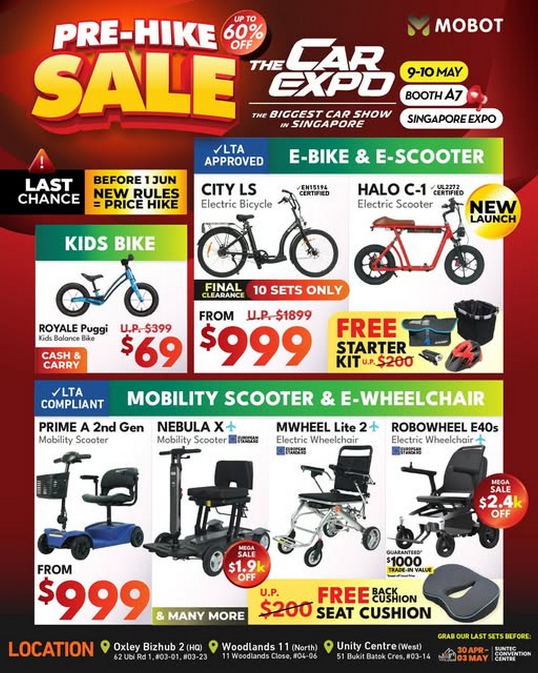 MOBOT-Car-Expo-2026-Mega-Sale 9–10 May 2026: MOBOT Car Expo 2026 Mega Sale at Singapore Expo, Up to 60% Off Mobility Devices and E-Bikes Promotion