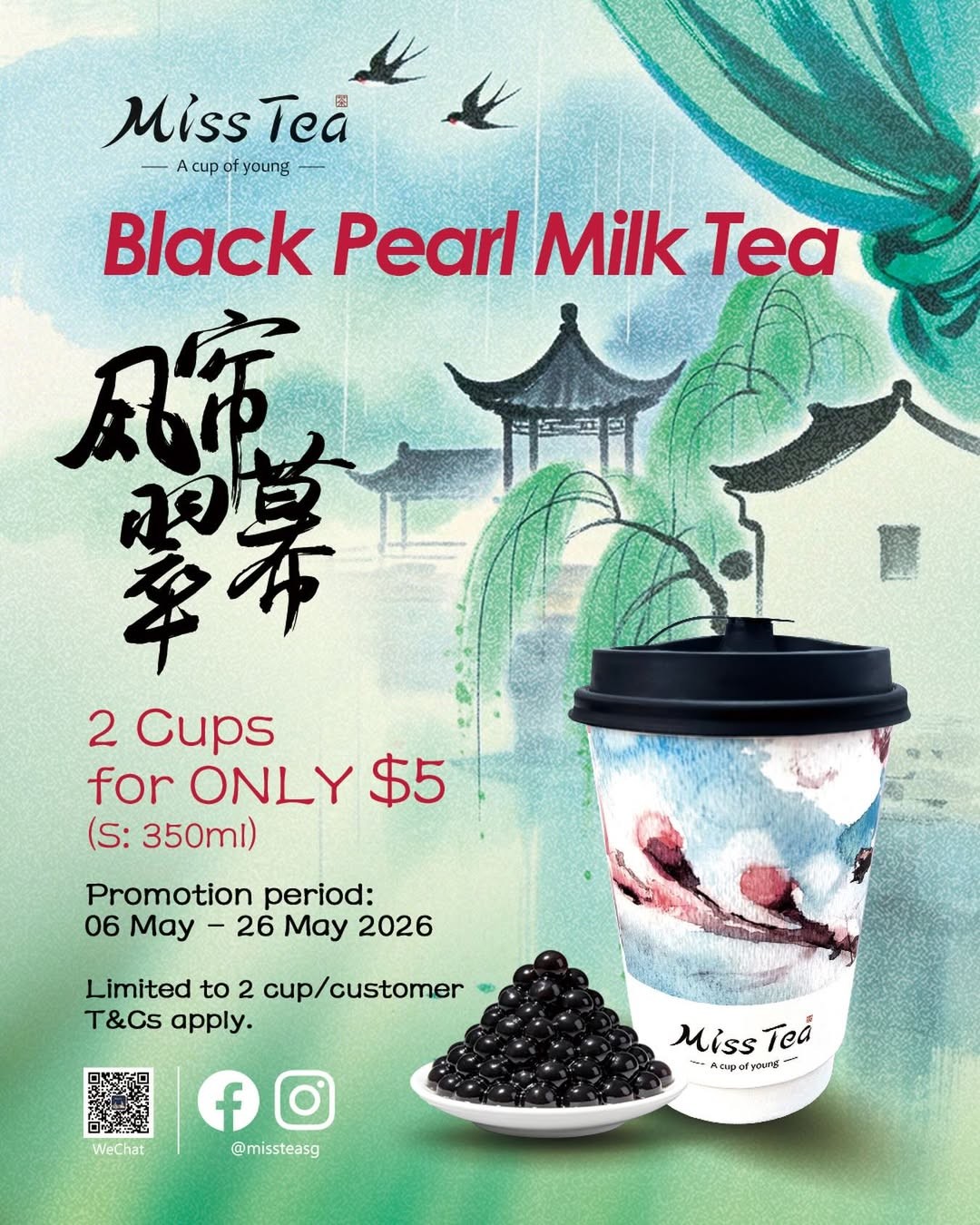 Miss-Tea-Black-Pearl-Milk-Tea-Promotion-2-Cups-for-5-Deal-in-Singapore 6-26 May 2026: Miss Tea Black Pearl Milk Tea Promotion: 2 Cups for $5 Deal in Singapore – Limited Time Beverage Bargain Across Two Outlets