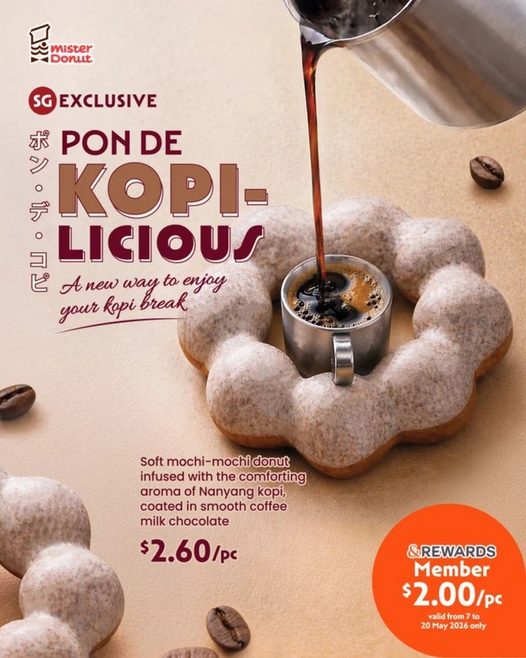 Mister-Donut-Singapore-Pon-De-Kopi-licious-Launch-Promotion 7–20 May 2026: Mister Donut Singapore, Pon De Kopi-licious Launch Promotion, SG-Exclusive Kopi-Inspired Donut Limited-Time Deal