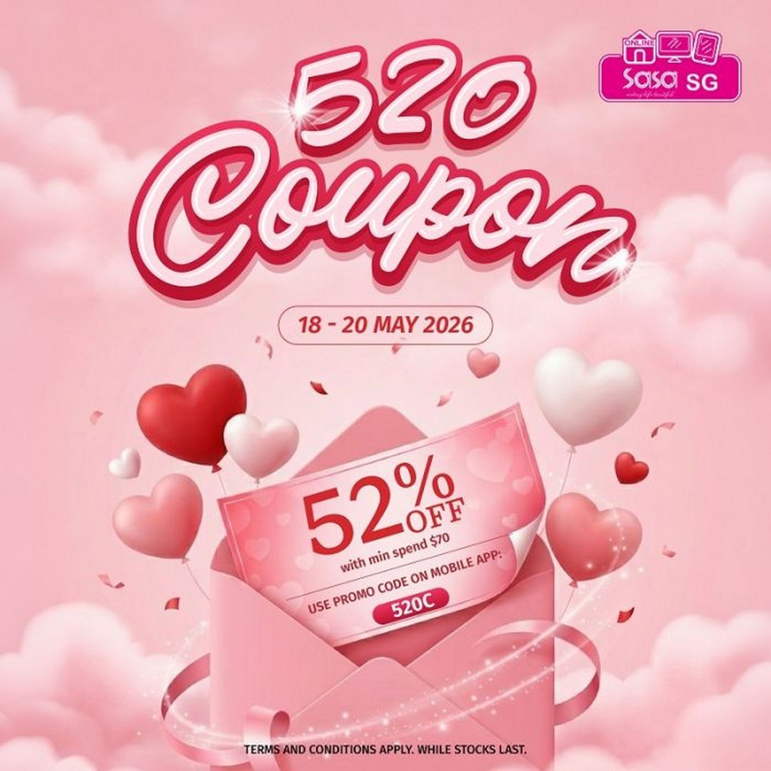 SaSa-Singapore-520-Promotion-with-52-OFF-Beauty-Coupon-Promo 18-20 May 2026: SaSa Singapore 520 Promotion with 52% OFF Beauty Coupon Promo Code for Online Shoppers and Beauty Lovers in Singapore