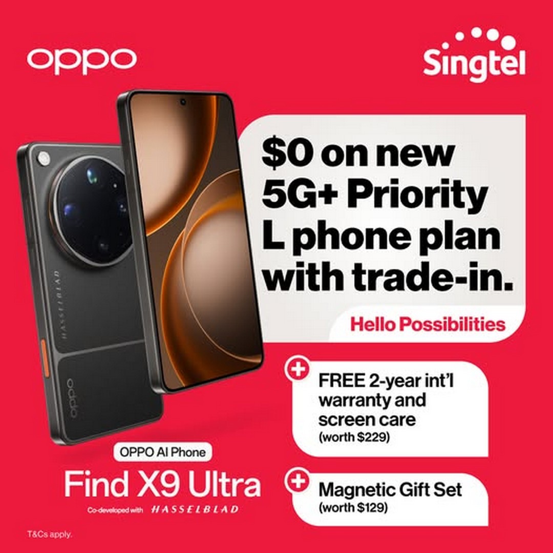 Singtel-x-OPPO-Find-X9-Ultra-Promotion 8 May 2026 Onwards: Singtel x OPPO Find X9 Ultra Promotion: $0 Flagship Upgrade Deal with 5G+ Priority Plans, Trade-in Perks and Free Gifts Worth $358