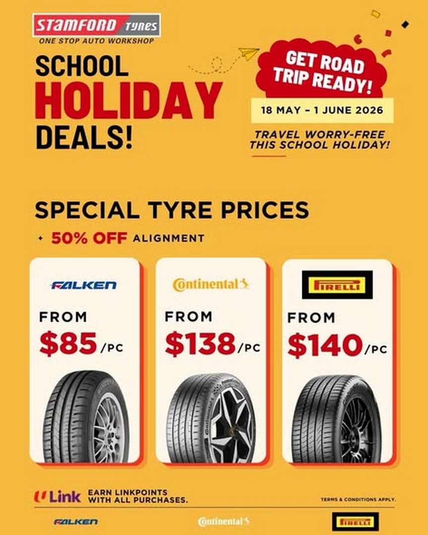 Stamford-Tyres-Retail-Singapore-School-Holiday-Promotion-1 18 May–1 June 2026: Stamford Tyres Retail Singapore School Holiday Promotion with 50% OFF Wheel Alignment, Tyre Deals and Vehicle Servicing Savings Islandwide