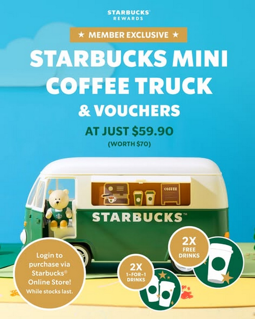 Starbucks-Singapore-Mini-Coffee-Truck-Promotion-with-Drink-Vouchers 20 May 2026 onwards: Starbucks Singapore Mini Coffee Truck Promotion with Drink Vouchers and Collectible Storage Box Deal