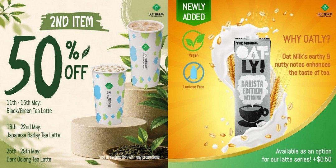 TenRens-Tea-Singapore-50-OFF-2nd-Item-Selected-Teas-Promotion-1 11–29 May 2026: TenRen’s Tea Singapore, 50% OFF 2nd Item Selected Teas Promotion at The Star Vista – Weekday Tea Latte Deal with Weekly Flavours