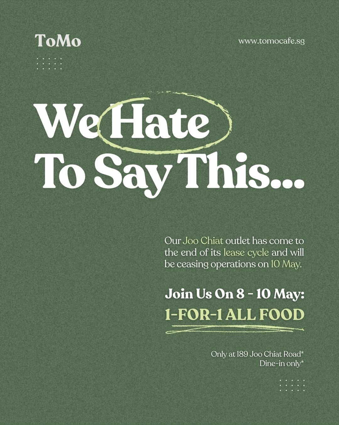 ToMo-Cafe-1-for-1-All-Food-Items-Dine-in-Promotion 8–10 May 2026: ToMo Cafe, 1-for-1 All Food Items Dine-in Promotion at Joo Chiat Outlet – Limited-Time Cafe Deal in Singapore