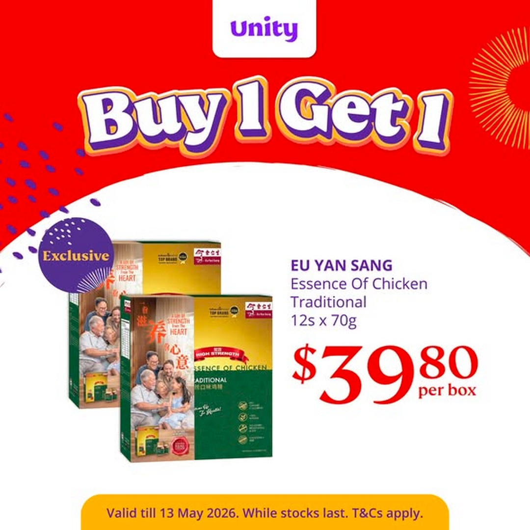 Unity-Pharmacy-Singapore-Weekly-Wellness-Promotion Now till 13 May 2026: Unity Pharmacy Singapore Weekly Wellness Promotion Featuring B1G1 Eu Yan Sang, Colgate, Aveeno and Health Essentials Deals