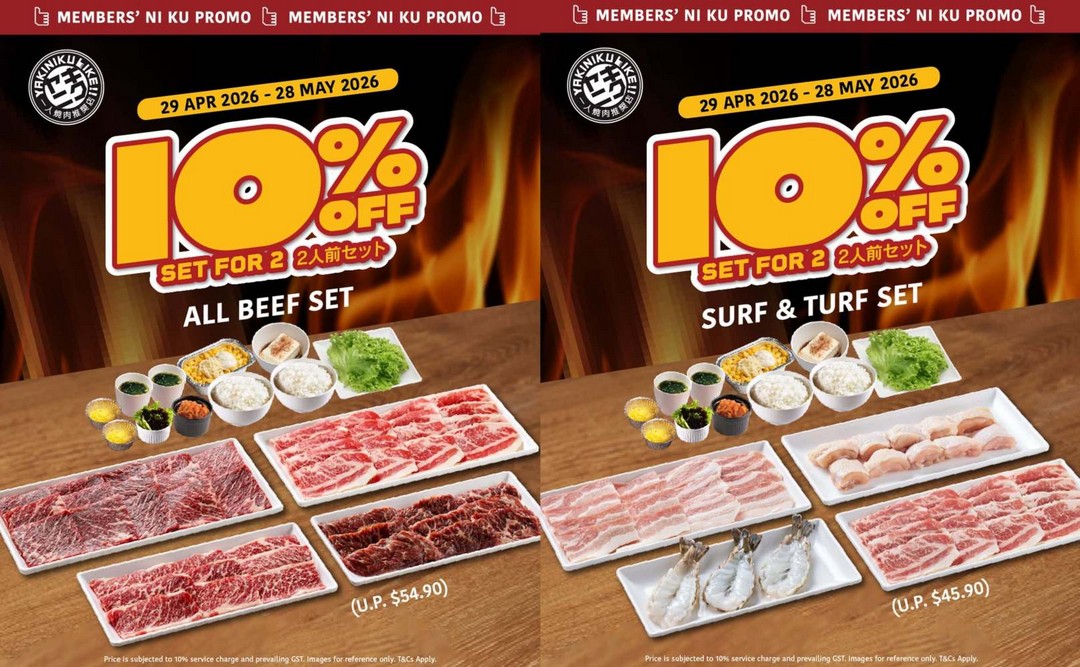 Yakiniku-Like-Members-NI-KU-Promo 29 April–28 May 2026: Yakiniku Like Members’ NI KU Promo – 10% Off Set for 2 Pax Yakiniku Dining Deal Across Singapore Outlets