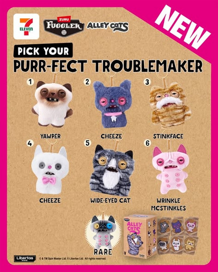 7-Eleven-Singapore-Fuggler-x-Alley-Cats-Blind-Box-Plush-Pendant 16 June 2026 onwards: 7-Eleven Singapore, Fuggler x Alley Cats Blind Box Plush Pendant Keychain Promotion, Limited Collectibles at $16.90 Each