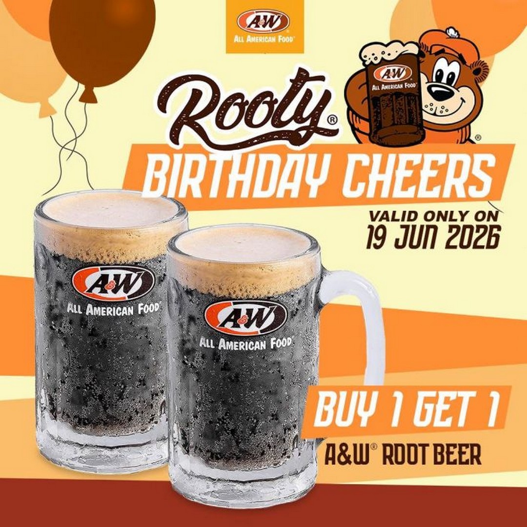 AW-Singapore-Rootys-Birthday-1-for-1-Root-Beer-Promotion 19 June 2026: A&W Singapore Rooty’s Birthday 1-for-1 Root Beer Promotion, Islandwide Deal Celebration