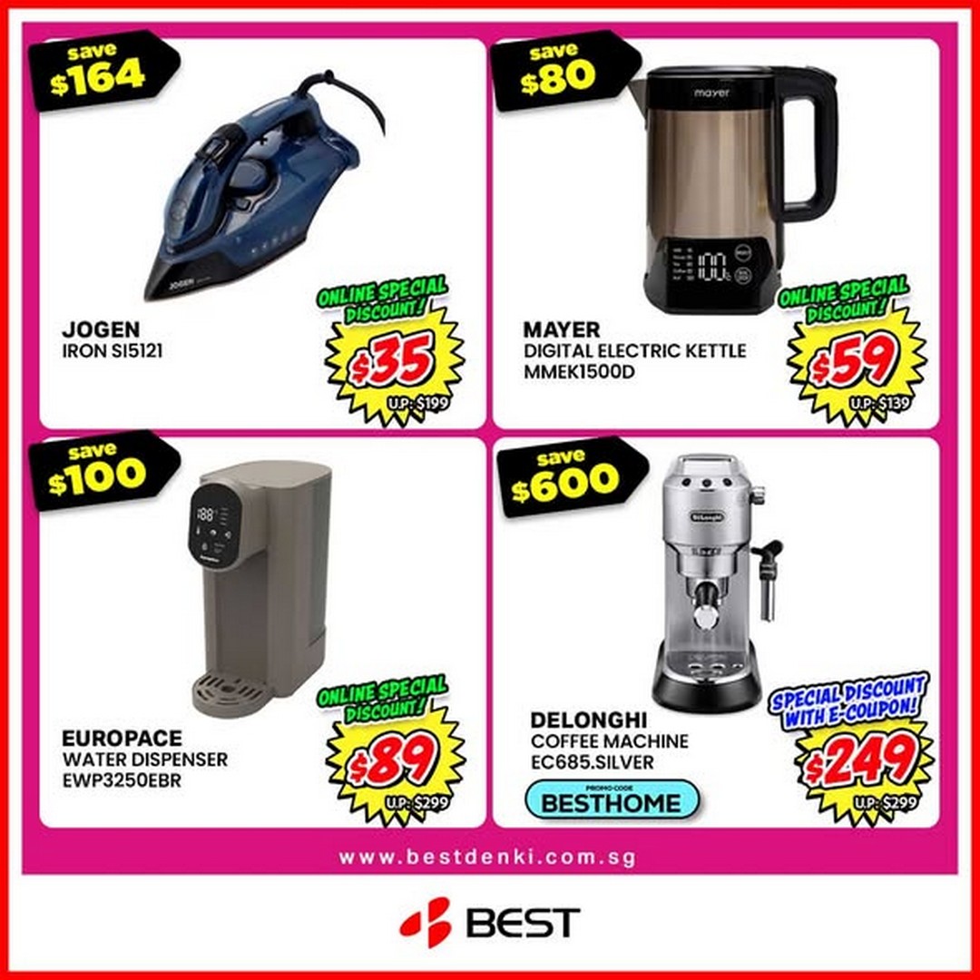 BEST-Denki-Singapore-Home-Kitchen-Bonanza-Online-Exclusive-Sale-2 12 June 2026 onwards: BEST Denki Singapore Home & Kitchen Bonanza Online Exclusive Sale: Up to 70% Off Appliances with Extra $288 Off Promo Code BESTHOME