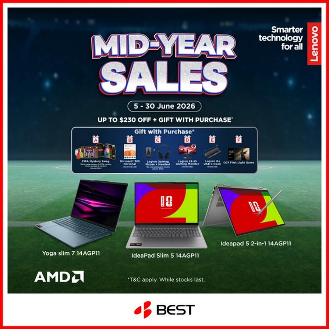 BEST-Denki-Singapore-Lenovo-Laptop-Promotion-1 5–30 June 2026: BEST Denki Singapore Lenovo Laptop Promotion – Enjoy Up to S$230 Off AMD-Powered Lenovo Laptops Plus Free Gifts While Stocks Last