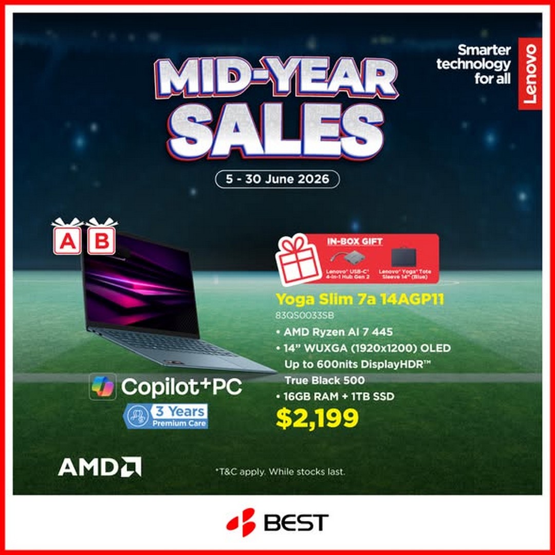 BEST-Denki-Singapore-Lenovo-Laptop-Promotion-3 5–30 June 2026: BEST Denki Singapore Lenovo Laptop Promotion – Enjoy Up to S$230 Off AMD-Powered Lenovo Laptops Plus Free Gifts While Stocks Last