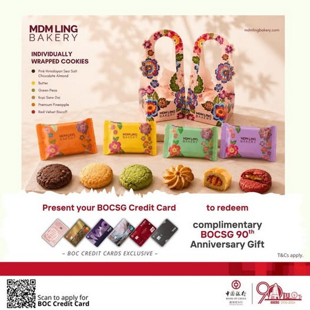 Bank-of-China-Singapore-90th-Anniversary-Credit-Card-Promotion Now till 15 August 2026: Bank of China Singapore 90th Anniversary Credit Card Promotion, Complimentary Cookie Set Giveaway at Mdm Ling Bakery Jewel Changi Airport
