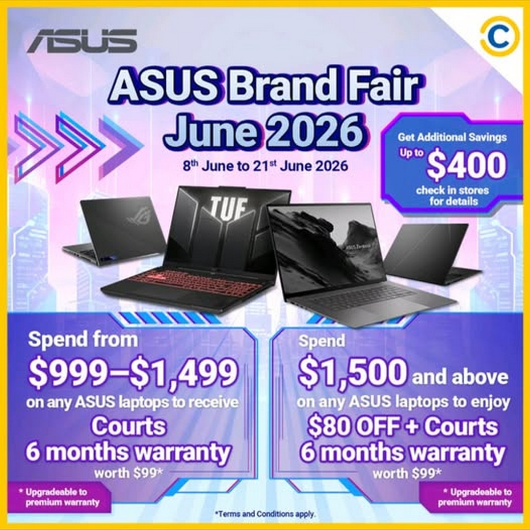 COURTS-x-ASUS-Brand-Fair-Laptop-Promotion 8–21 June 2026: COURTS x ASUS Brand Fair Laptop Promotion: Exclusive Savings, Free Warranty Extension and Limited-Time Tech Deals Sale
