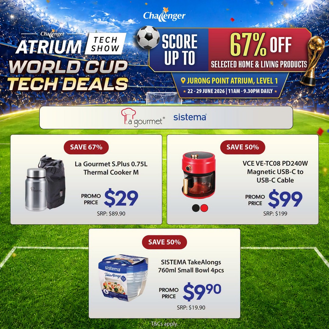 Challenger-Singapore-Jurong-Point-Atrium-Tech-Show-World-Cup-Tech-Deals-4 22–28 June 2026: Challenger Singapore Jurong Point Atrium Tech Show World Cup Tech Deals Edition, Massive Tech Sale Promotion in Singapore