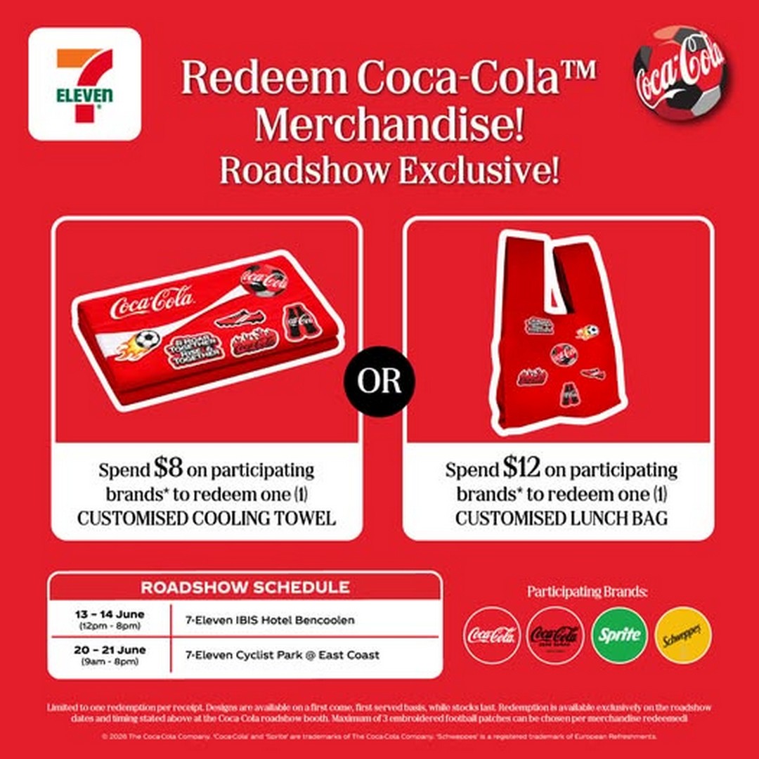 Coca-Cola-FIFA-Roadshows-at-7-Eleven-Singapore 13–21 June 2026: Coca-Cola FIFA Roadshows at 7-Eleven Singapore, Limited-Time Promotion with Exclusive Merchandise Redemption Deals