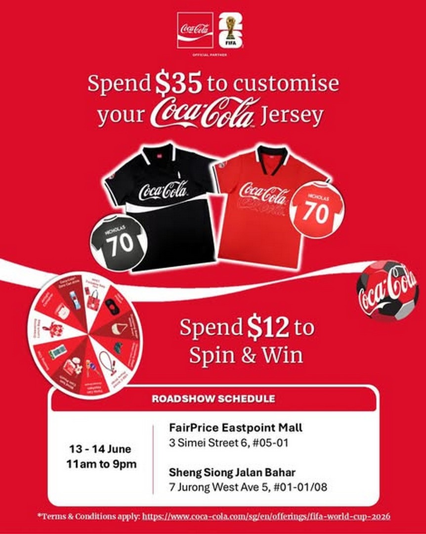 Coca-Cola-FIFA-World-Cup-Fan-Fit-Custom-Jersey-Promotion-1 13–14 June 2026: Coca-Cola FIFA World Cup Fan Fit Custom Jersey Promotion at FairPrice & Sheng Siong Singapore: Spend-and-Win Custom Merch Giveaway Event