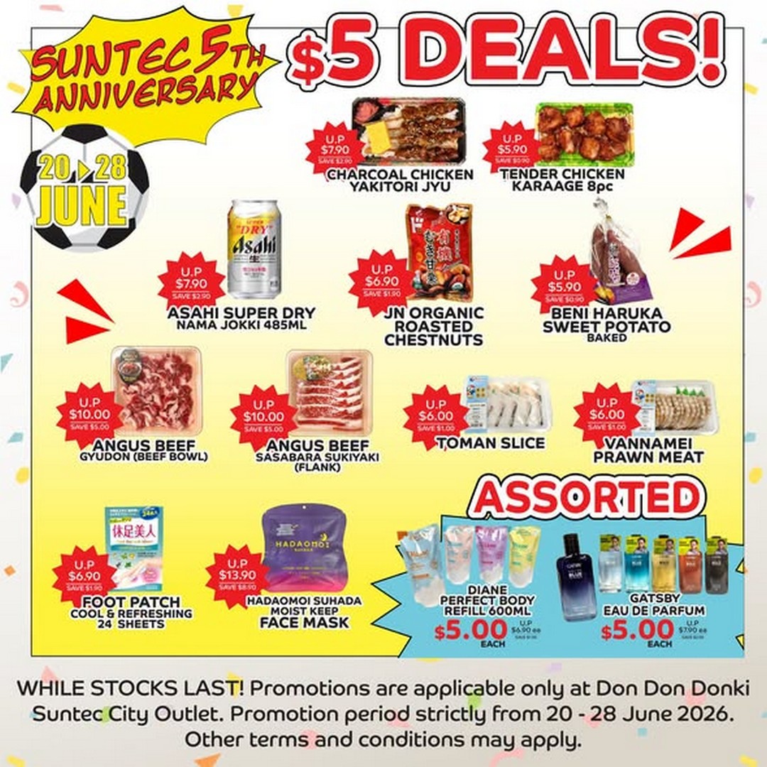 DON-DON-DONKI-Suntec-City-5th-Anniversary-Promotion-3 20-28 June 2026: DON DON DONKI Suntec City 5th Anniversary Promotion – Enjoy 3 for $5 Deals, 2 for $5 Specials and Exclusive Savings on Japanese Favourites