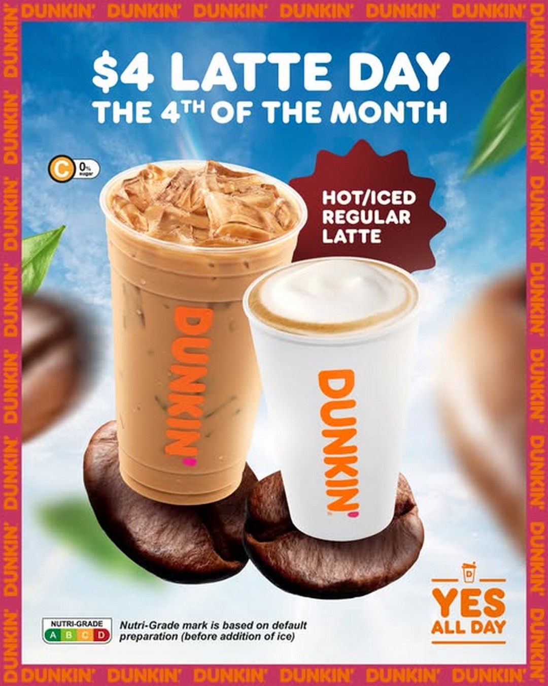 Dunkin-Singapore-Hot-or-Iced-Regular-Latte-4-Promotion 4 June 2026: Dunkin’ Singapore Hot or Iced Regular Latte $4 Promotion at All Outlets – Limited One-Day Coffee Deal