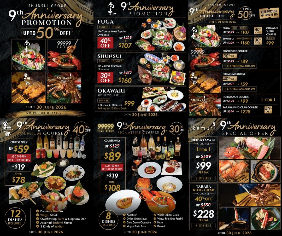 Eizaburo-Shunsui-Group-9th-Anniversary-Promotion 9-30 June 2026: Eizaburo Shunsui Group 9th Anniversary Promotion – Enjoy Up to 40% Off Premium Japanese Dining Experience in Singapore