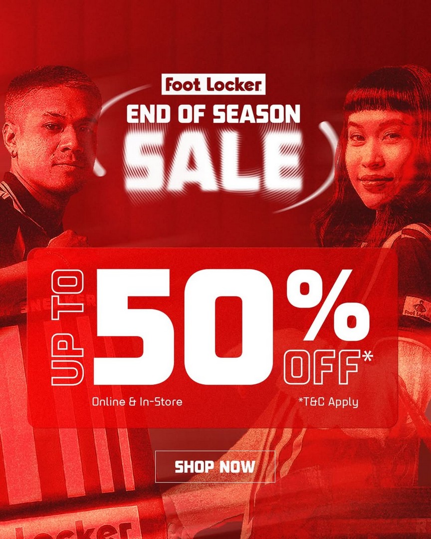 Foot-Locker-Up-to-50-Off-Selected-Items-Sale 18 June 2026 onwards: Foot Locker: Up to 50% Off Selected Items Sale, Fresh Sneakers & Sportswear Deals in Singapore