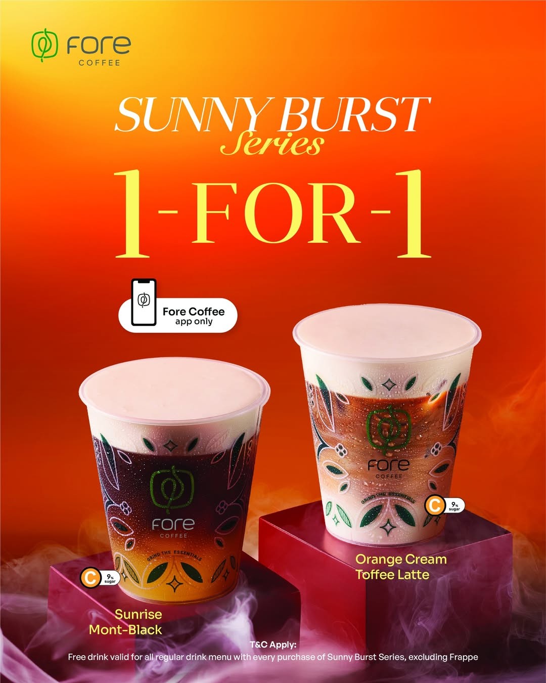 Fore-Coffee-1-for-1-Sunny-Burst-Series-Promotion 22 May 2026 onwards: Fore Coffee, 1-for-1 Sunny Burst Series Promotion, Citrus Coffee Deal at Selected Singapore Outlets