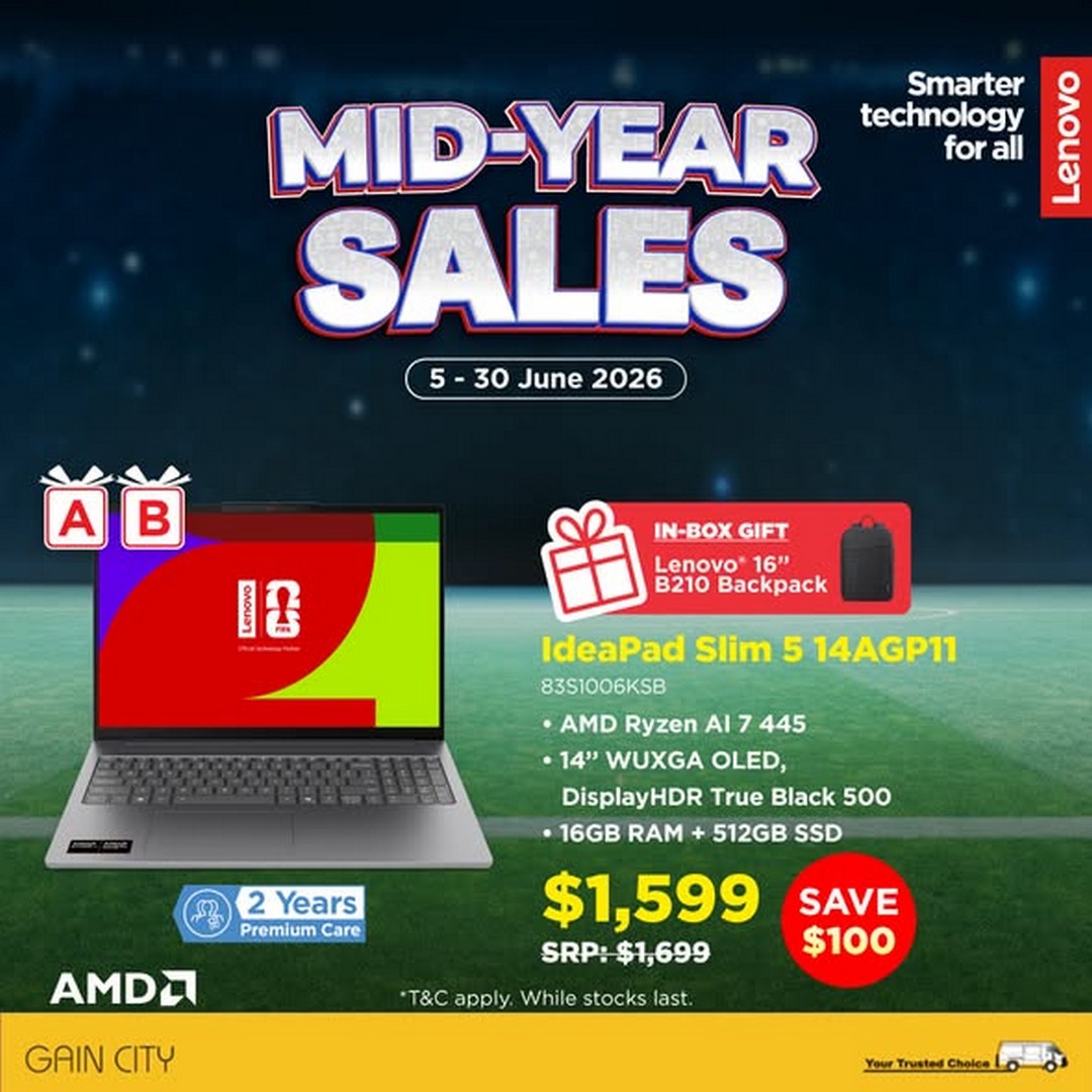 Gain-City-Mid-Year-Lenovo-Laptop-Deals-Promotion-1 5–30 June 2026: Gain City Mid-Year Lenovo Laptop Deals Promotion: Mid-Year Sale on Lenovo AMD Laptops with Up to $230 Off and Free Gifts, Singapore Online Exclusive