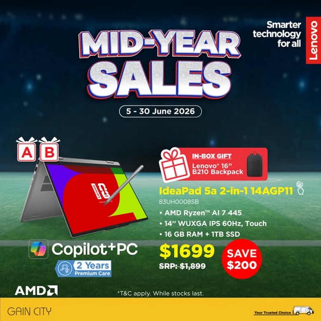 Gain-City-Mid-Year-Lenovo-Laptop-Deals-Promotion-2 5–30 June 2026: Gain City Mid-Year Lenovo Laptop Deals Promotion: Mid-Year Sale on Lenovo AMD Laptops with Up to $230 Off and Free Gifts, Singapore Online Exclusive