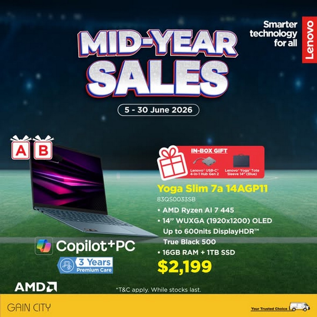 Gain-City-Mid-Year-Lenovo-Laptop-Deals-Promotion-3 5–30 June 2026: Gain City Mid-Year Lenovo Laptop Deals Promotion: Mid-Year Sale on Lenovo AMD Laptops with Up to $230 Off and Free Gifts, Singapore Online Exclusive