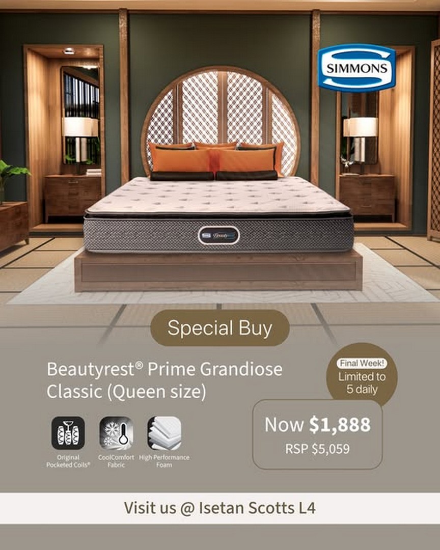 Isetan-Singapore-Beautyrest-Prime-Grandiose-Classic-Queen-Mattress-Promotion Now till 19 June 2026: Isetan Singapore Beautyrest Prime Grandiose Classic Queen Mattress Promotion: Limited Daily Offer at $1,888
