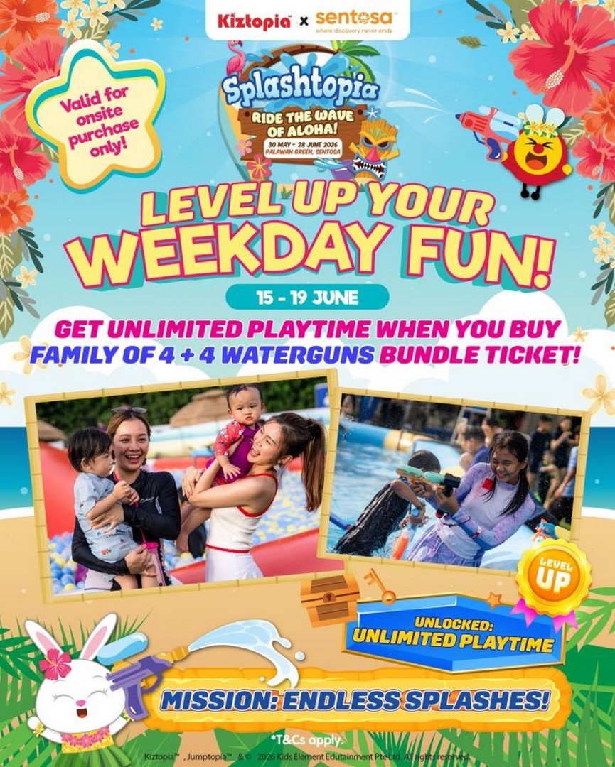 Kiztopia-Splashtopia-Family-Bundle-Promotion 15-19 June 2026: Kiztopia Splashtopia Family Bundle Promotion – Enjoy Unlimited Playtime at Sentosa with Exclusive Family of 4 Deal