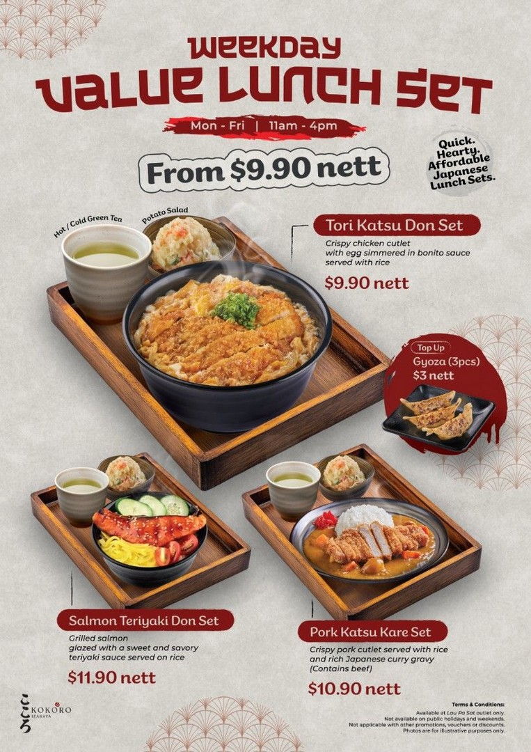 Kokoro-Izakaya-Weekday-Value-Lunch-Set-Promotion 12 June 2026 onwards: Kokoro Izakaya Weekday Value Lunch Set Promotion at Lau Pa Sat, Japanese Lunch Deals from $9.90 nett CBD Special